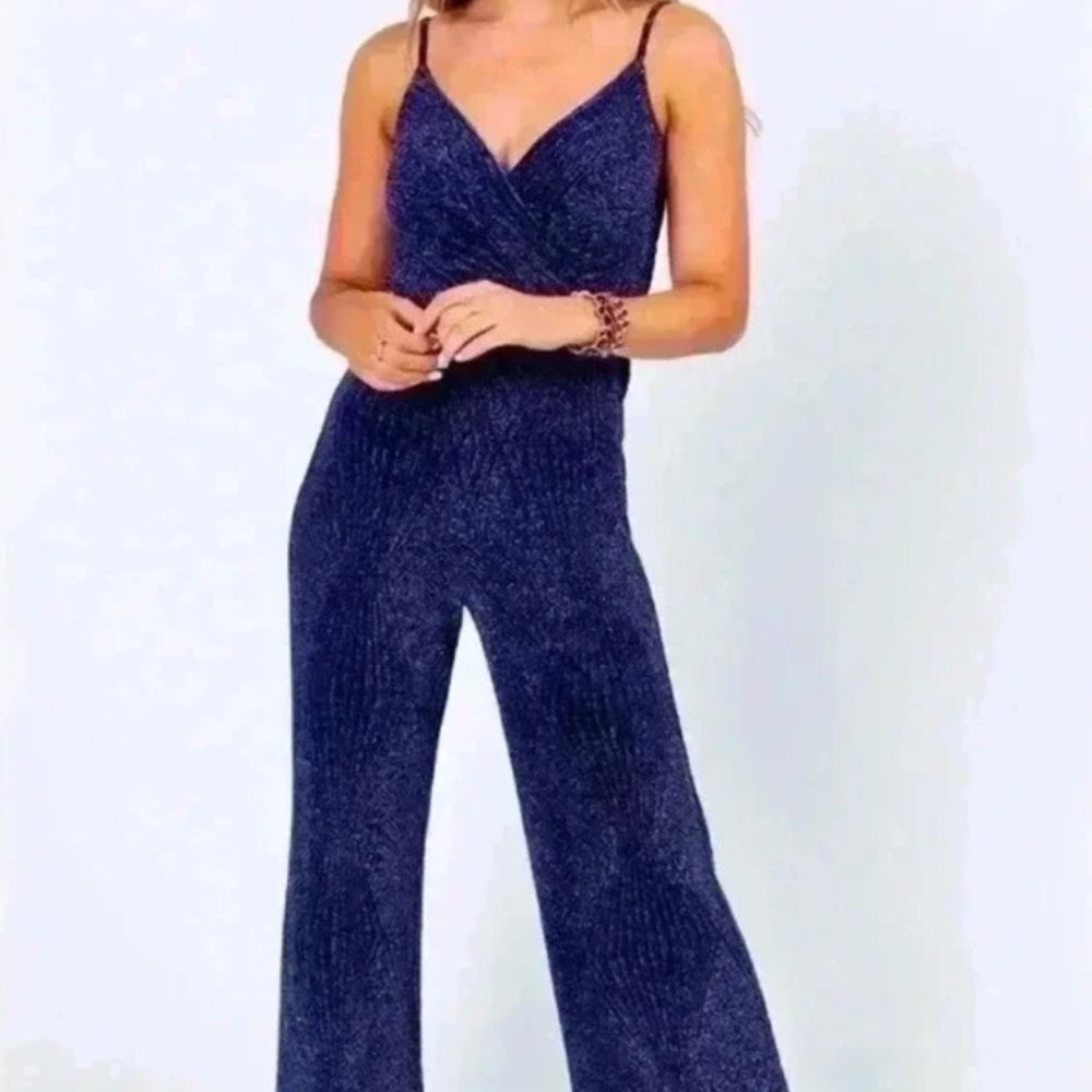 ALYA Blue Glitter Jump Suit - LIKE NEW Size XXS - Never Worn